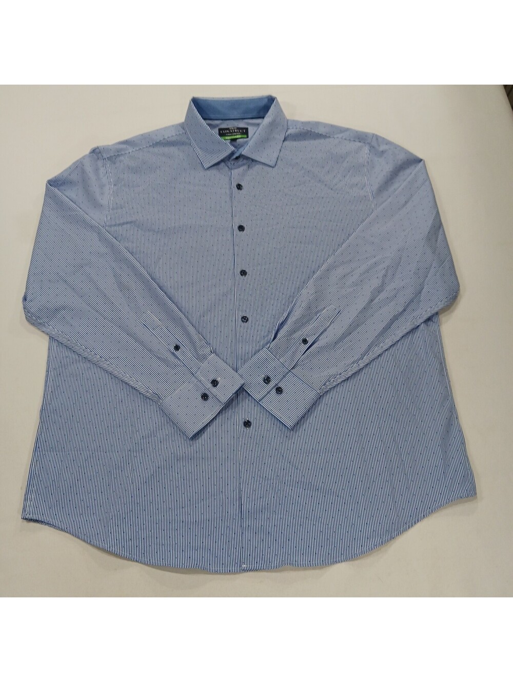 Construct 4-Way Stretch Men's Blue/White Stripes Slim Fit Button-Up Shirt 2XL
